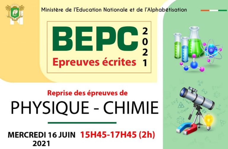 BEPC 2021 CI reprise des épreuves de physiquechimie le 16 juin