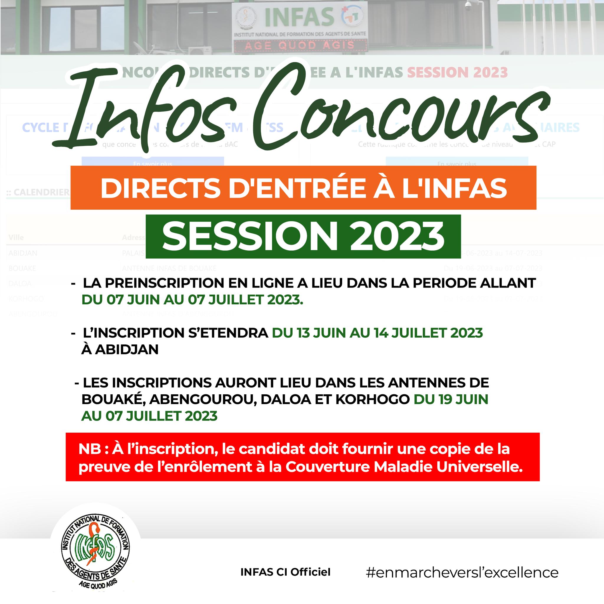 communique-calendrier-concours-INFAS-2023-cote-d-ivoire